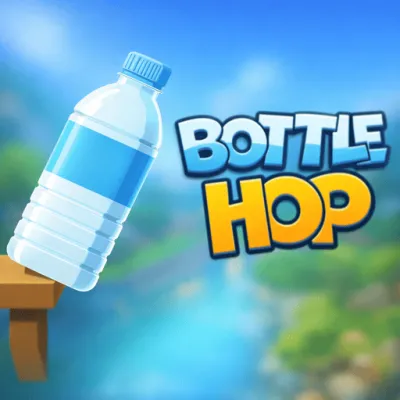 Bottle Hop is an arcade game that requires skill. Players flip a bottle across different things in a room to get to the last platform.