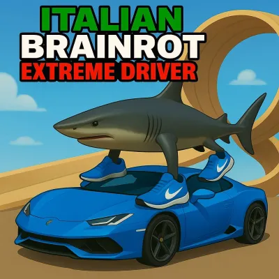 Italian Brainrot Extreme Driver is a humorous and unique arcade racing game where you transform into a shark wearing sneakers and rampage on underground tracks in Italy. The game takes players on a chaotic journey of speed, combining drifting, stunts and anti-gravity acrobatics with the hilarious “brainrot” style.