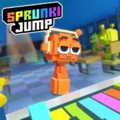 Adventure in the colorful musical world of Sprunki Jump, playing as Orange, a brave street artist. On a journey to dance through the obstacle-filled streets of a magical musical world. 